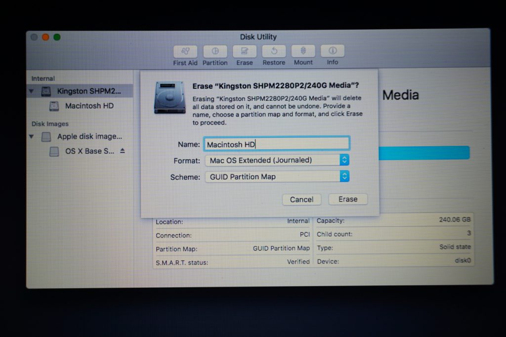 Erase New Replaced SSD in MacBook via Disk Utility