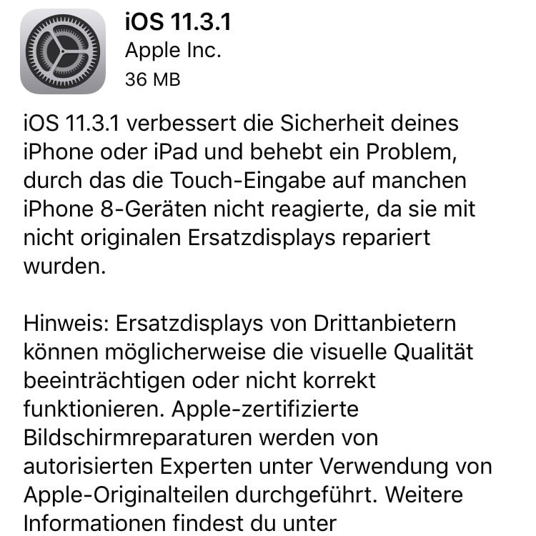 iOS 11.3 Update