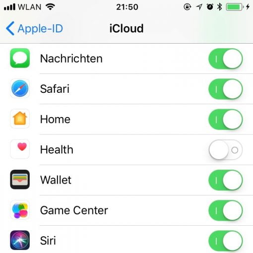 iOS iCloud Options