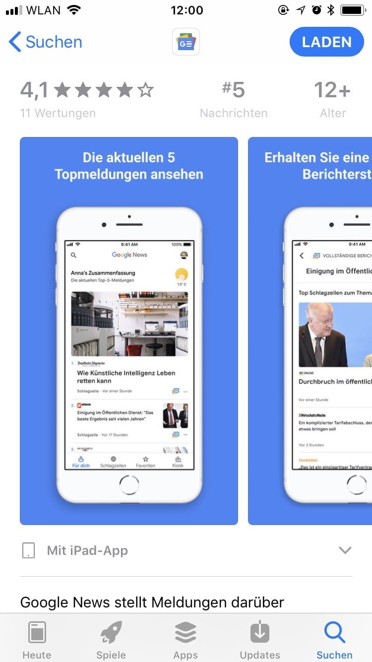 Google News for iOS: Intelligently pre-sorted news?