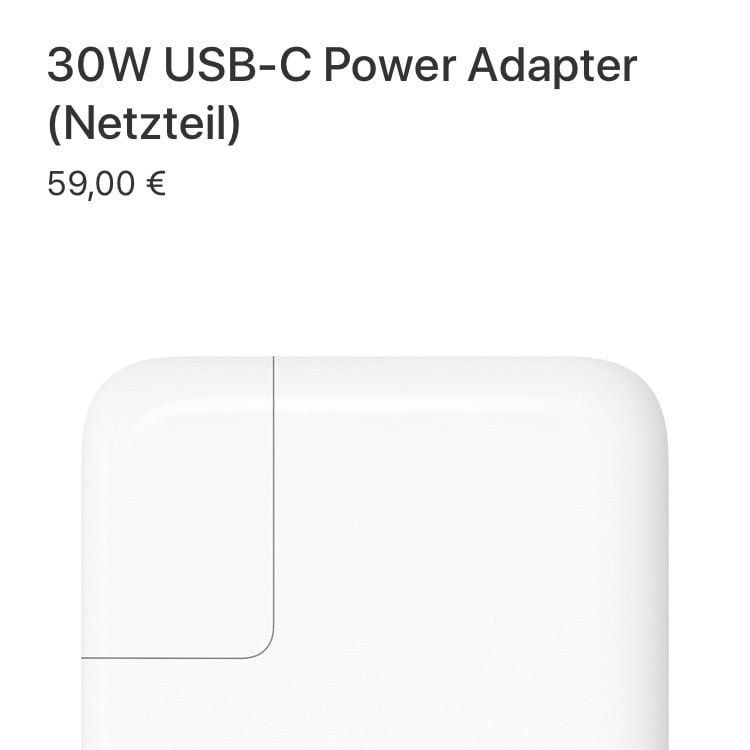 Apple replaces 29 Watt USB-C power supply with 30 Watt version