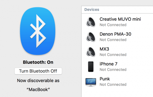 macOS Bluetooth Options