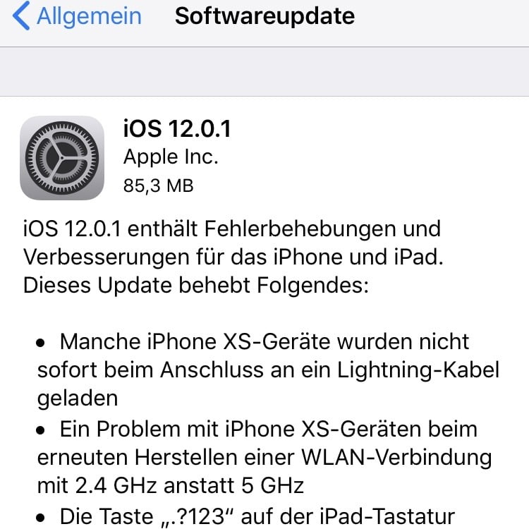 iOS 12.0.1 is ready: switched off iPhones do charge again