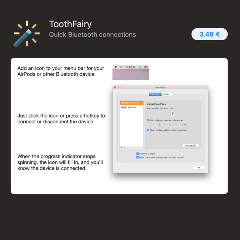 ToothFairy: Connecting AirPods to your Mac Easier + Better Sound Quality