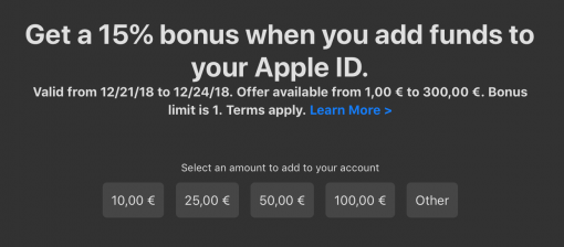 15 bonus apple id english