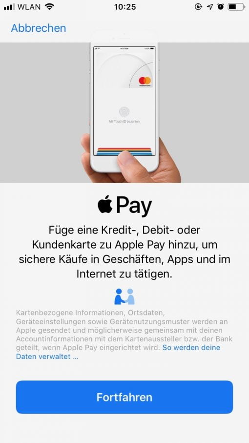 wie apple pay einrichten auf dem iphone