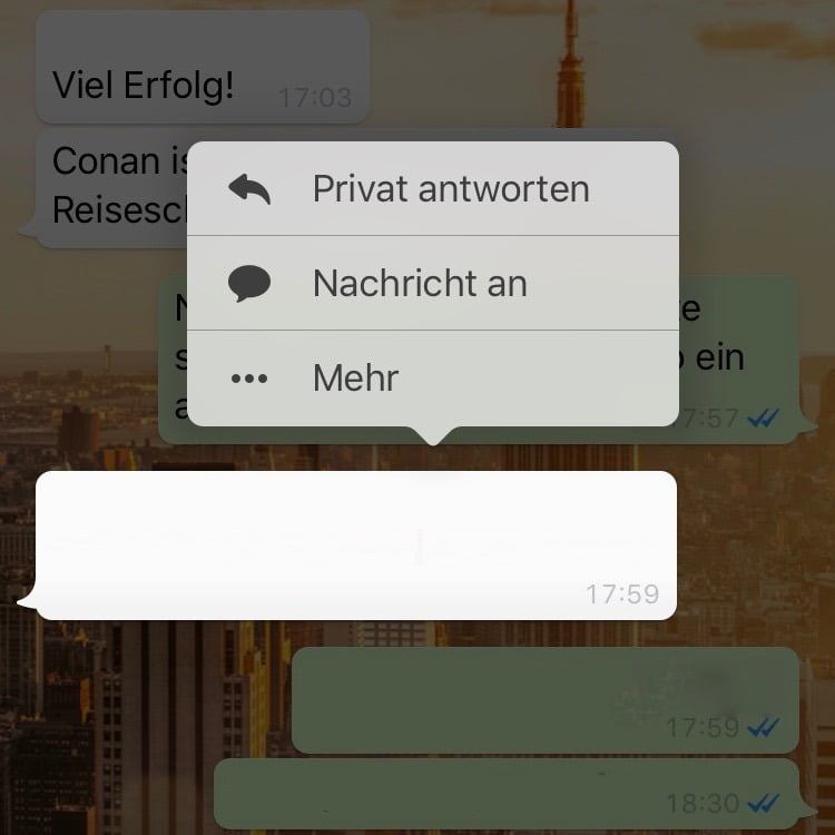 WhatsApp shortcut: Private answers from the group chat