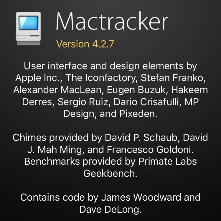 Mactracker: All technical details about Apple products