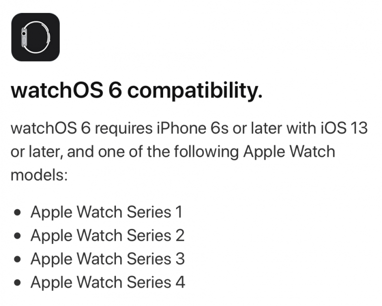 Update to watchOS 6 requires purchase of a new iPhone in part