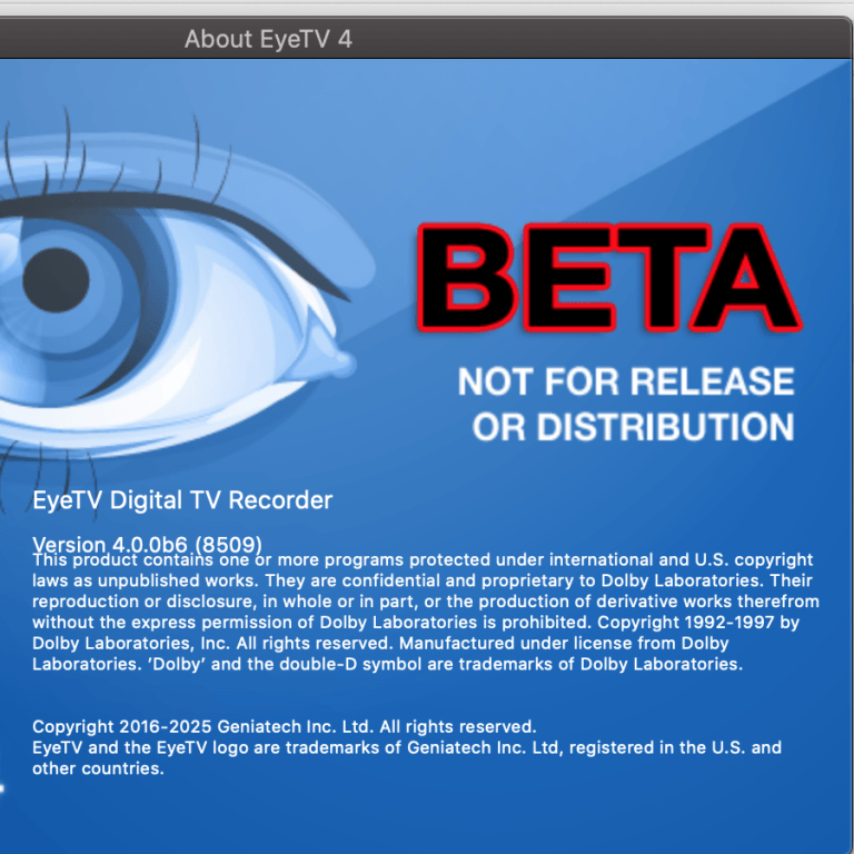 eyeTV 4 as beta version for macOS Catalina