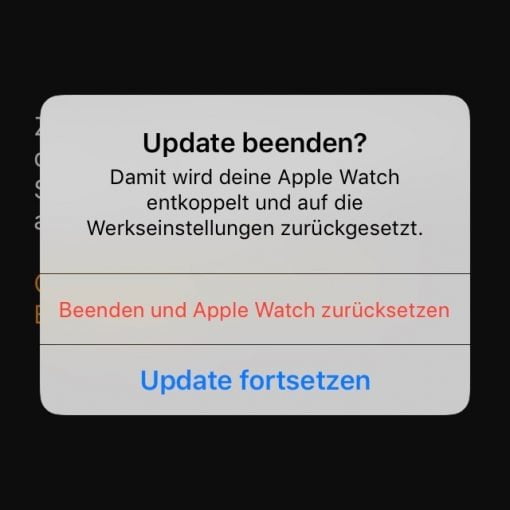 update beenden apple watch