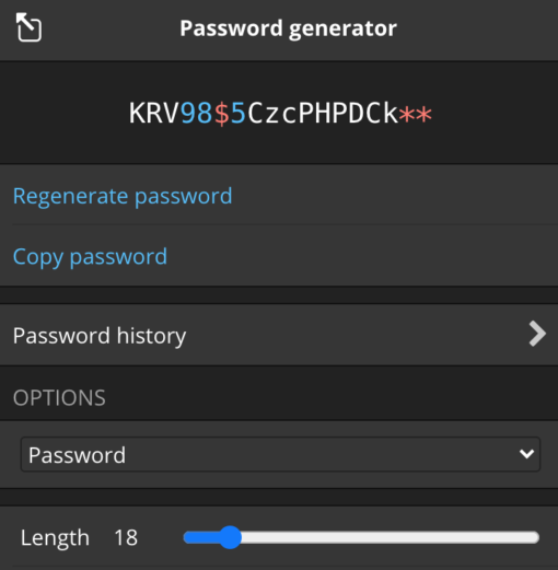 Bitwarden Passwort Generator