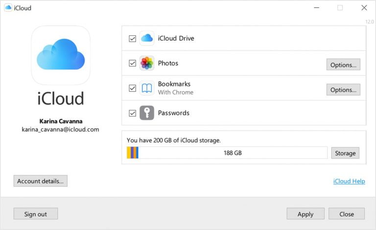iCloud 12.5 for Windows now with password function