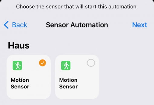HomeKit choose sensor