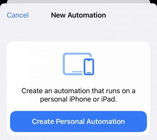 iOS Shortcuts new Automation