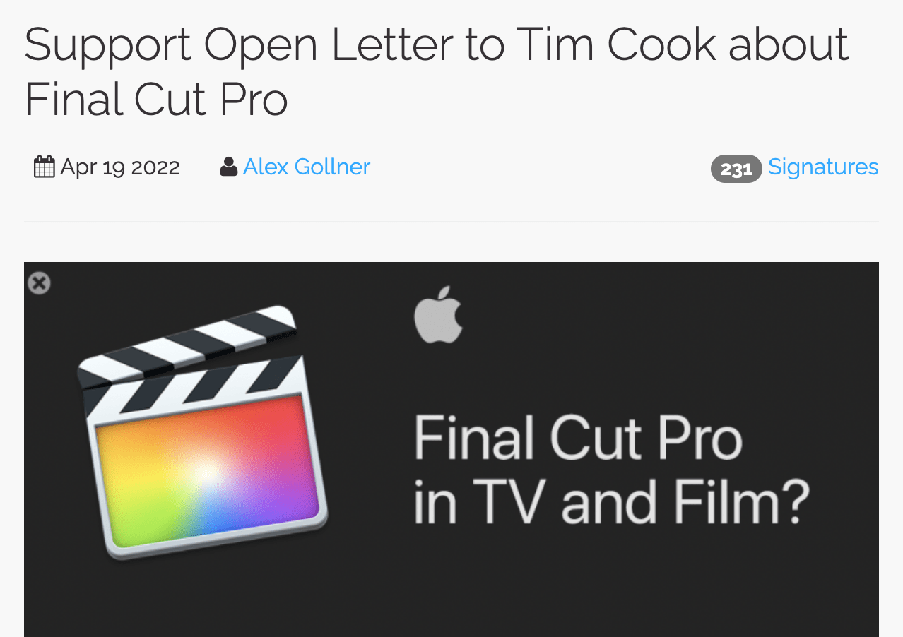 Final Cut Pro open letter