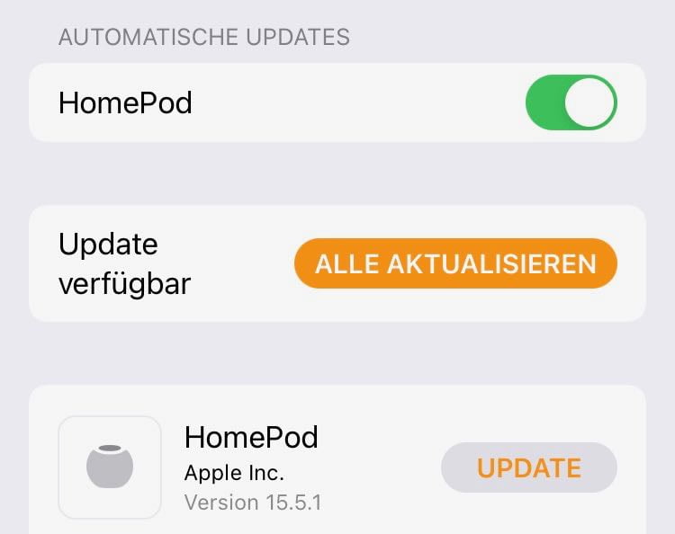 HomePod Update: Could not complete operation