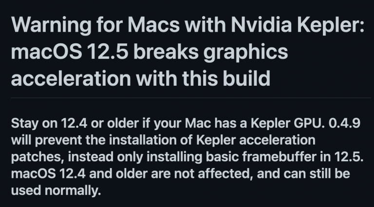 OpenCore macOS 12.5: Watch out for Nvidia GPUs