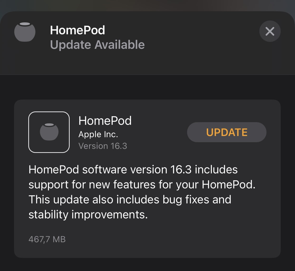homepod update 16.3
