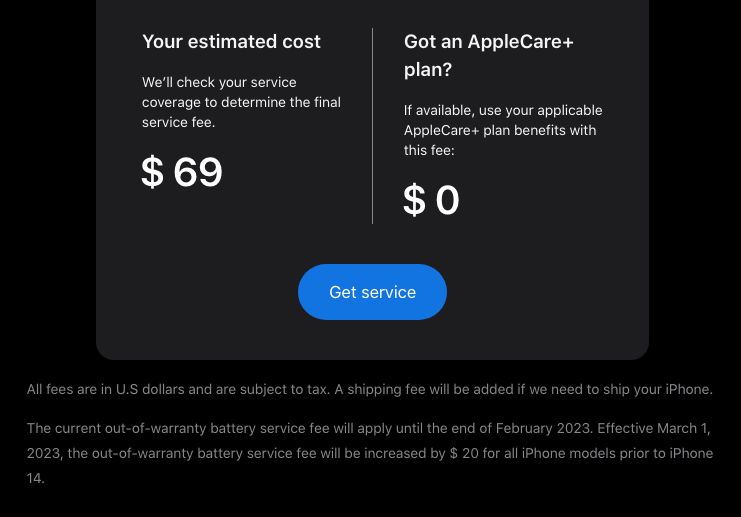 Apple drastically increases battery replacement prices