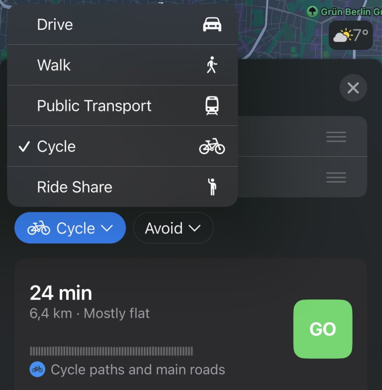 Apple Maps in Germany now with bicycle navigation