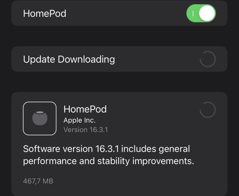 HomePod gets update to 16.3.1