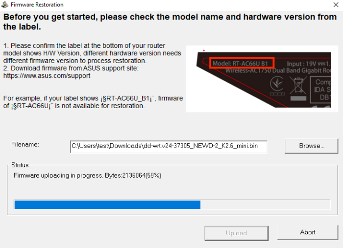 asus firmware upload