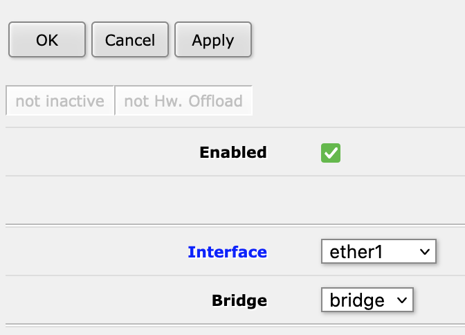 Configure Mikrotik map lite as simple Access Point (Bridge)